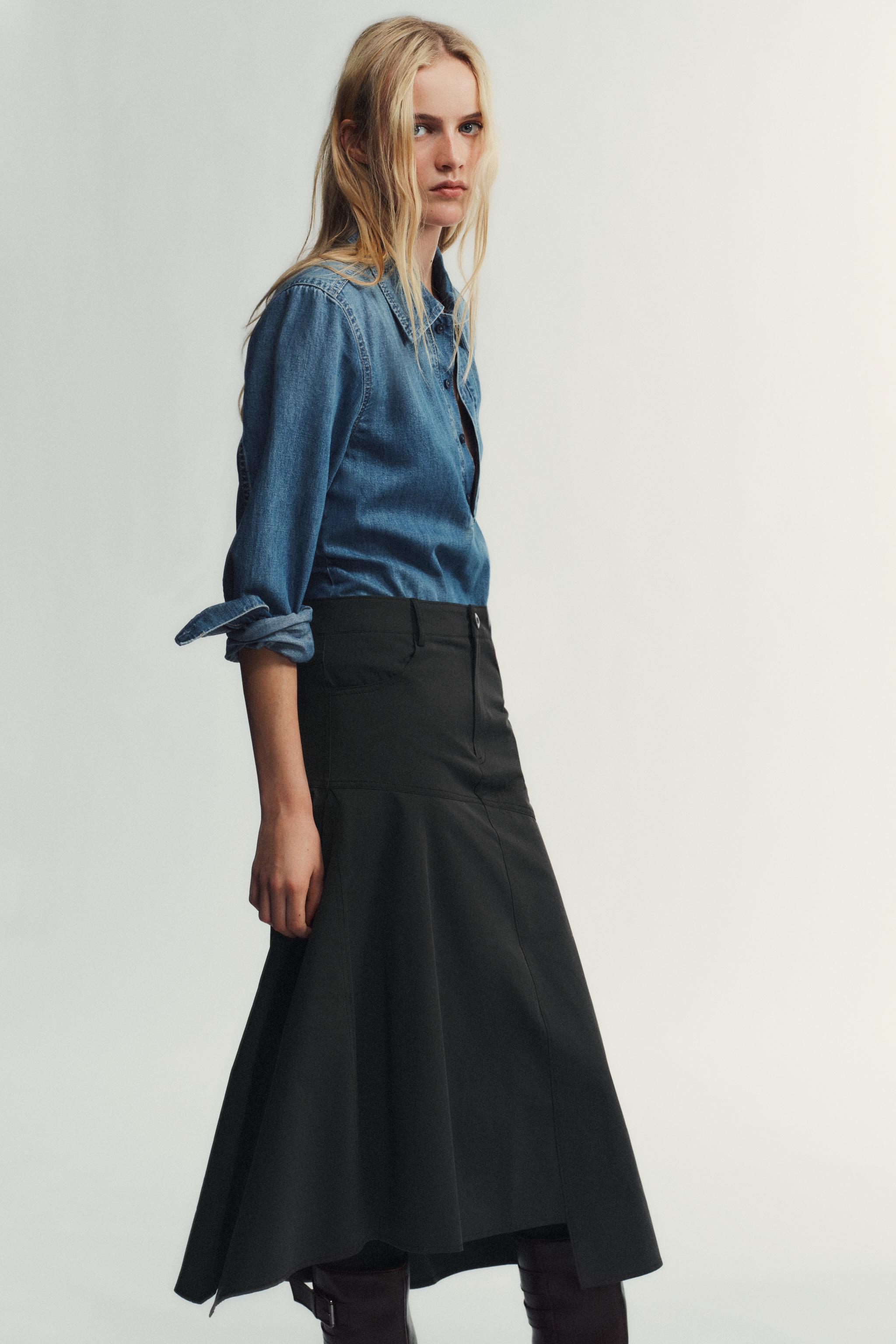 ASYMMETRICAL MIDI SKIRT